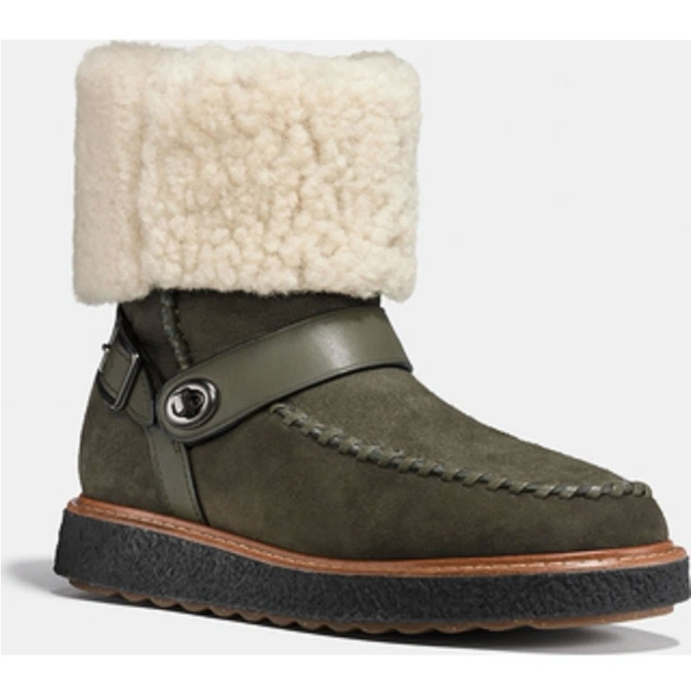 COACH  Shearling-Lined Moto Boots Suede size 8 NEW NIB - Picture 2 of 14